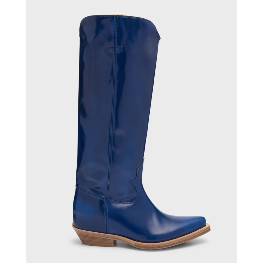CHLOÉ Nellie Tall Western Boots Majestic Blue Sz 6/EU36 Festival Runway BrandNEW - Picture 2 of 15